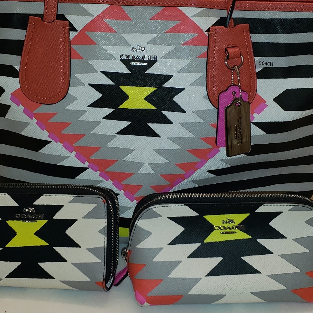 Coach tote 3 piece set